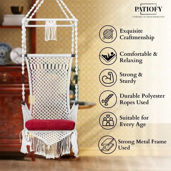 White_Premium_And_Handcrafted_Polyester_Hammock_Swing_For_Home