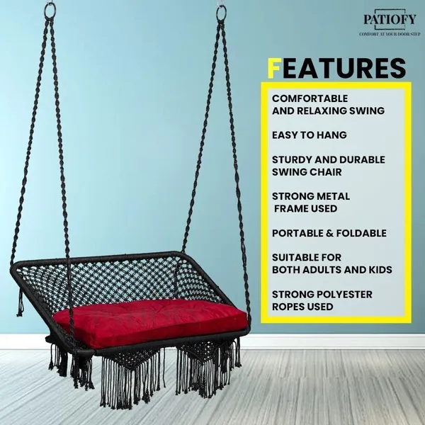 Maroon_And_Black_Premium_And_Handcrafted_Polyester_Hammock_Swing_For_Home