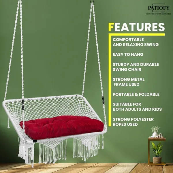 White_Premium_And_Handcrafted_Polyester_Hammock_Swing_For_Home