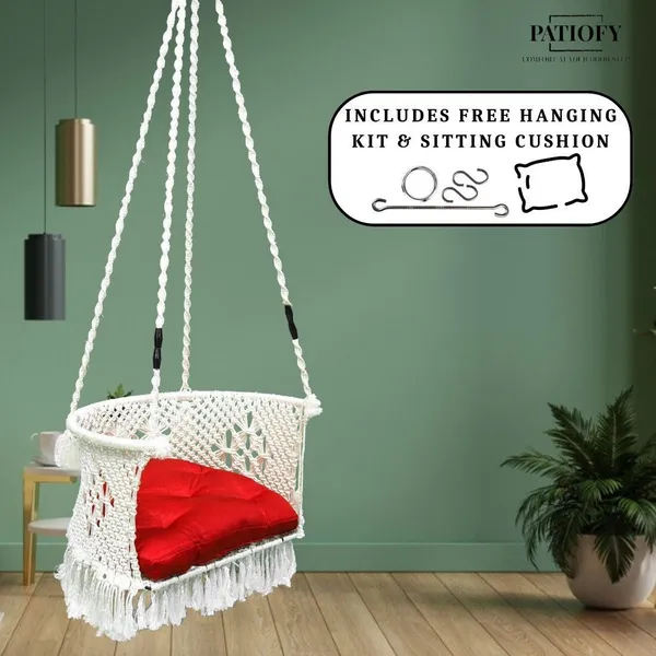 Red_And_White_Premium_And_Handcrafted_Polyester_Hammock_Swing_For_Home