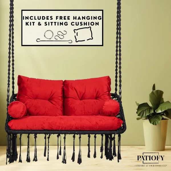 Red_And_Black_Premium_And_Handcrafted_Polyester_Hammock_Swing_For_Home