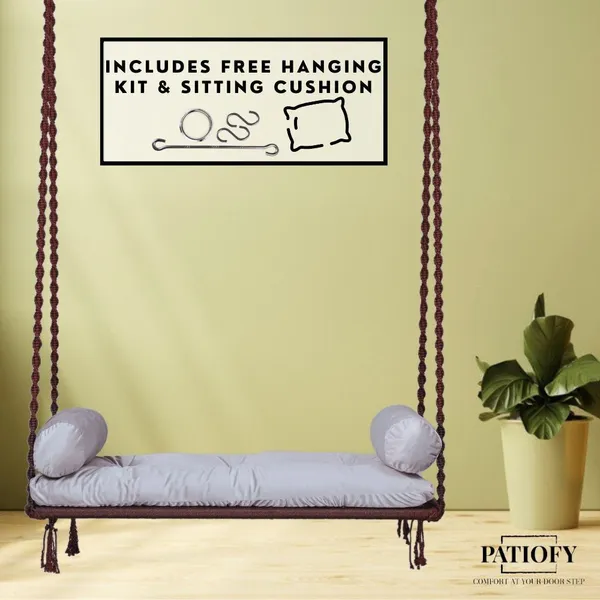 Grey_And_Brown_Premium_And_Handcrafted_Polyester_Hammock_Swing_For_Home