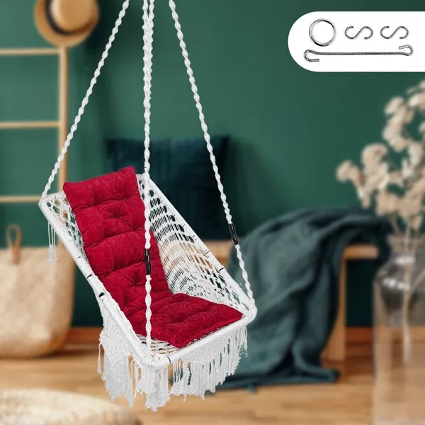 White_Premium_And_Handcrafted_Polyester_Hammock_Swing_For_Home