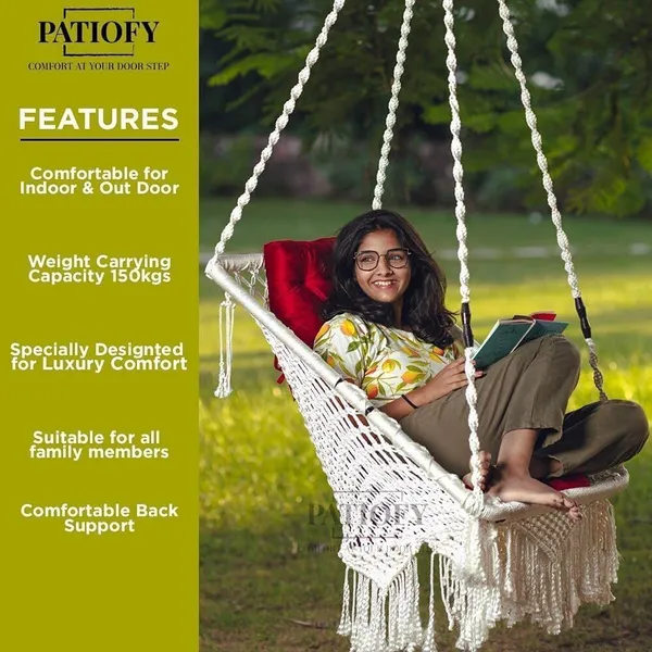 White_Premium_And_Handcrafted_Polyester_Hammock_Swing_For_Home