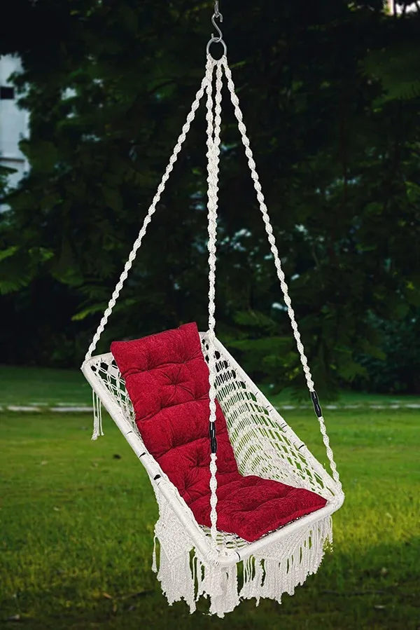 White_Premium_And_Handcrafted_Polyester_Hammock_Swing_For_Home