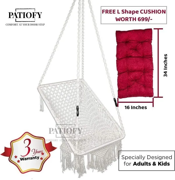 White_Premium_And_Handcrafted_Polyester_Hammock_Swing_For_Home