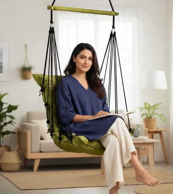 Green_Premium_And_Handcrafted_Cotton_Hammock_Swing_For_Home