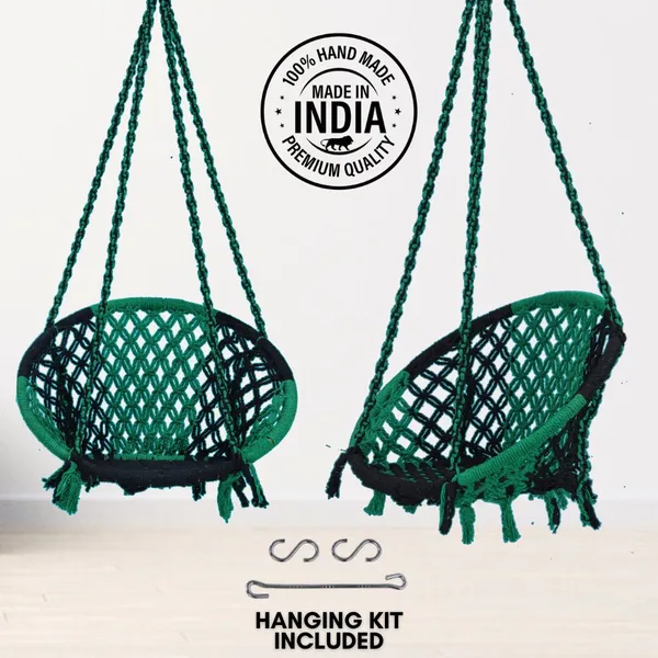 Green_And_Black_Premium_And_Handcrafted_Cotton_Hammock_Swing_For_Home