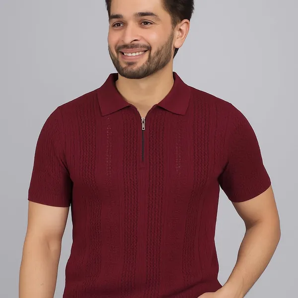 Men_S_Polo_Collar_Half_Sleeve_Cotton_Blend_T_Shirt_With_Front_Zip