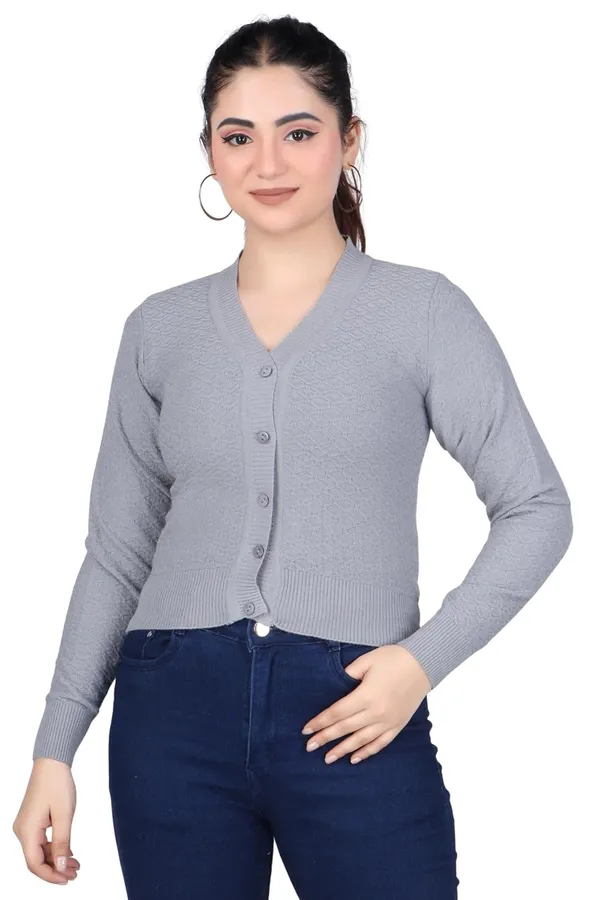 V_Neck_Button_Cardigan_Sweater_For_Women