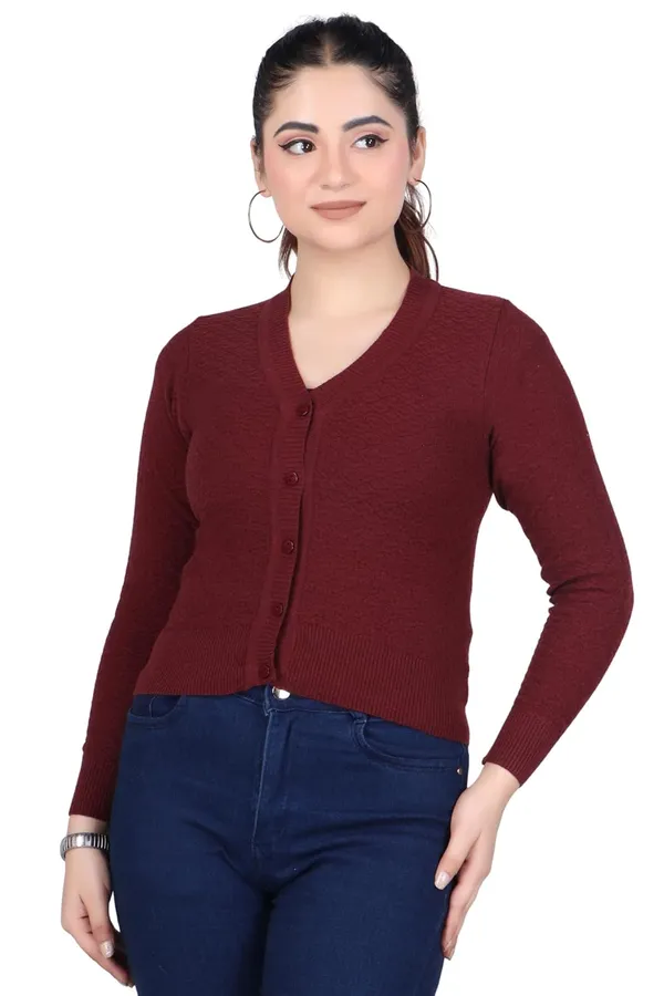 V_Neck_Button_Cardigan_Sweater_For_Women
