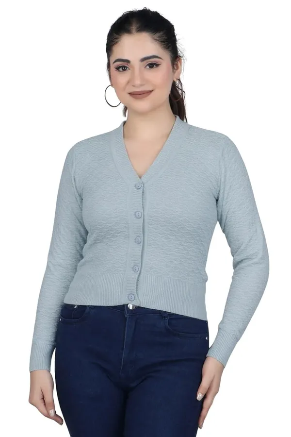 V_Neck_Button_Cardigan_Sweater_For_Women