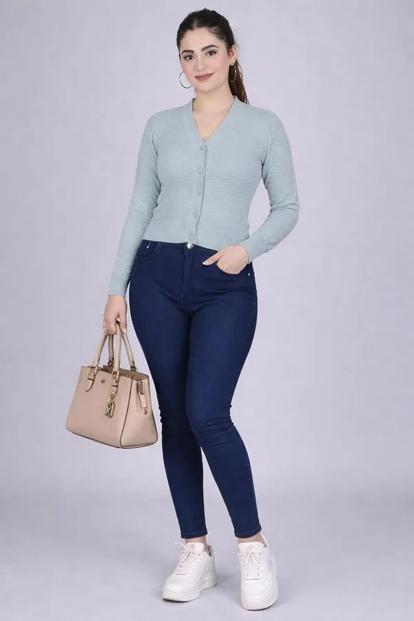 V_Neck_Button_Cardigan_Sweater_For_Women
