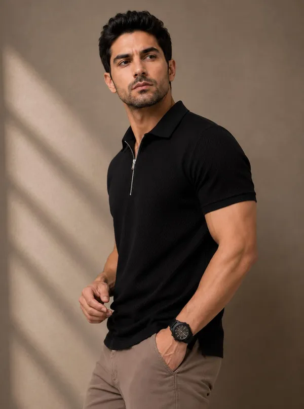 Men_S_Half_Zip_Polo_Neck_T_Shirt