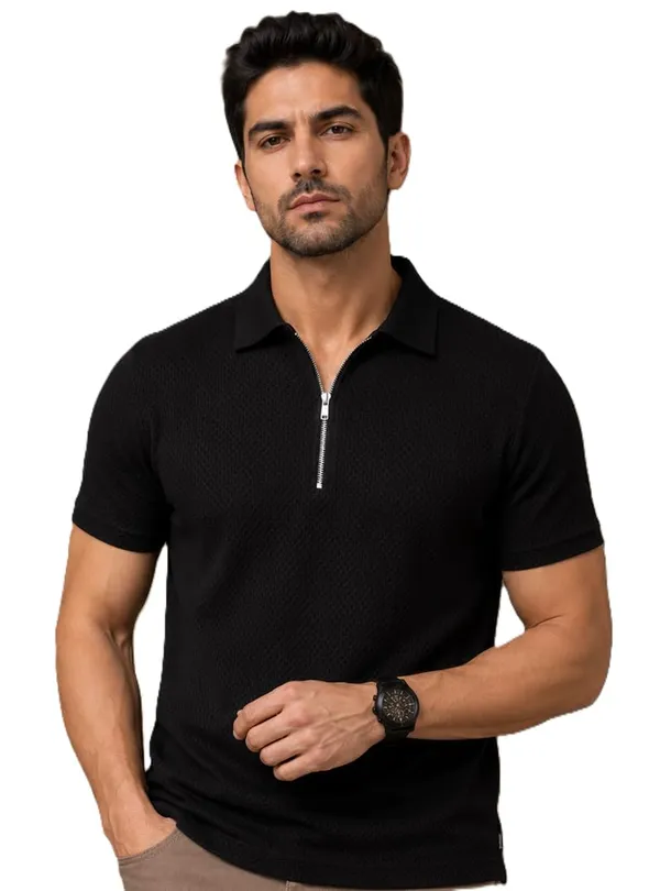 Men_S_Half_Zip_Polo_Neck_T_Shirt
