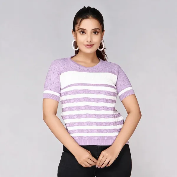 Lavender_100%_Cotton_T_Shirt_For_Women
