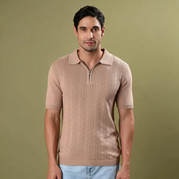 Beige_100%_Cotton_T_Shirt_For_Men