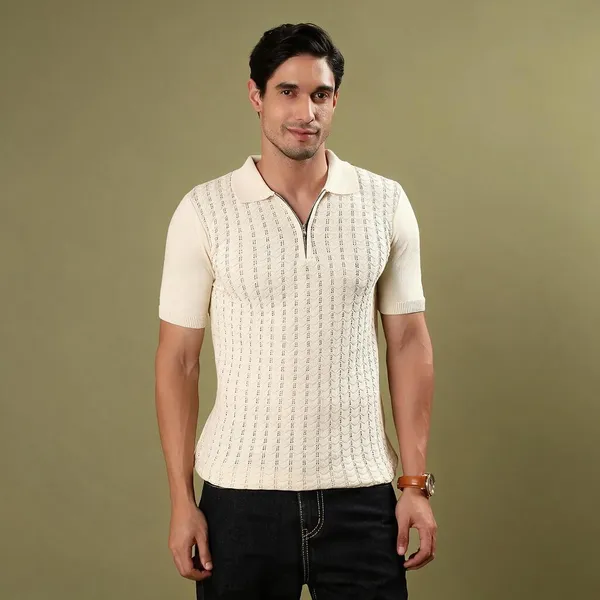 Cream_100%_Cotton_T_Shirt_For_Men