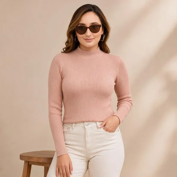 Peach_100%_Wool_T_Shirt_For_Women
