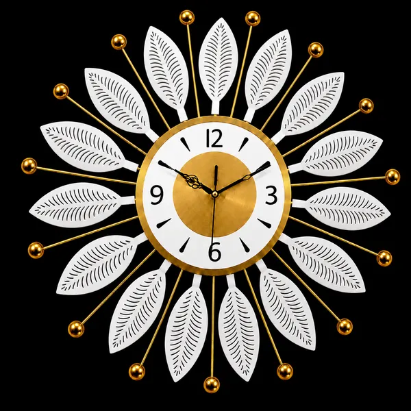 Decorative_White_Metal_Wall_Clock,_Silent_Non-Ticking_Sunburst_Wall_Art_Clock_with_Gold_Accents_&_Leaf_Motifs_for_Home,_Office,_Living_Room_Decor