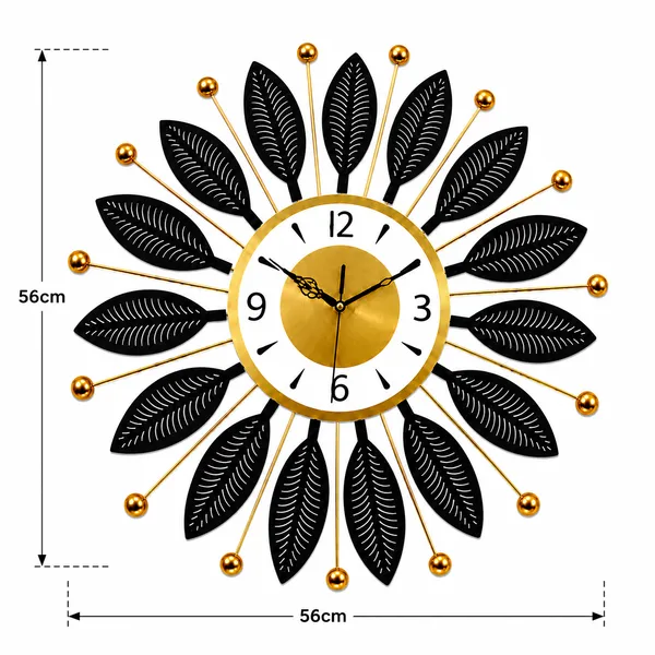 Modern_Black_&_Gold_Leaf_Design_Metal_Wall_Clock_for_Living_Room,_Bedroom_&_Home_Décor