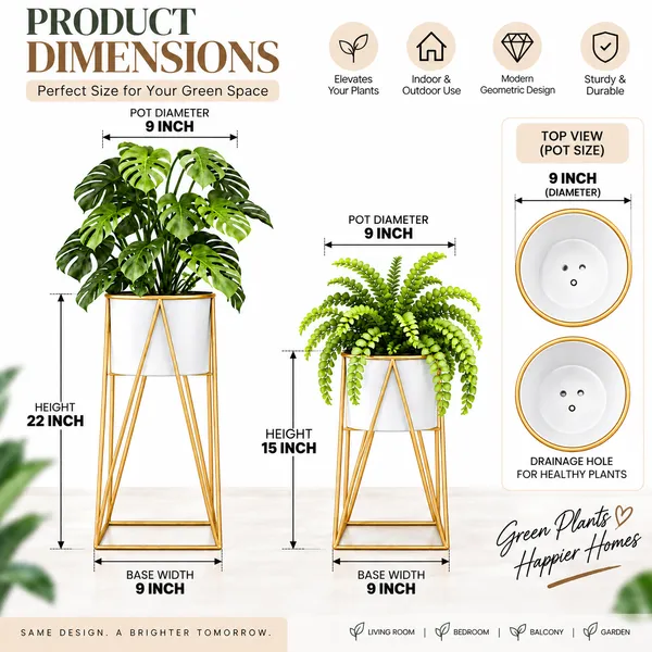 White_&_Gold_Plant_Stand_for_Indoor_Plants_|_Modern_Metal_Planter_Stand_|_Geometric_A-Frame_Flower_Pot_Holder_|_Decorative_Plant_Stand_for_Home,_Living_Room,_Bedroom_&_Office