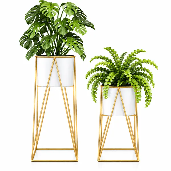 White_&_Gold_Plant_Stand_for_Indoor_Plants_|_Modern_Metal_Planter_Stand_|_Geometric_A-Frame_Flower_Pot_Holder_|_Decorative_Plant_Stand_for_Home,_Living_Room,_Bedroom_&_Office