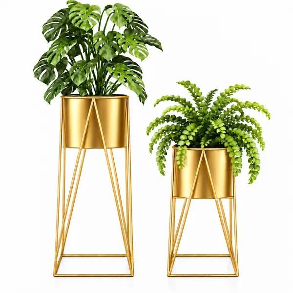 Gold_Plant_Stand_with_Planter_for_Indoor_Plants_|_Modern_Metal_Flower_Pot_Stand_|_Geometric_A-Frame_Plant_Holder_|_Decorative_Plant_Stand_for_Home,_Living_Room,_Bedroom_&_Office
