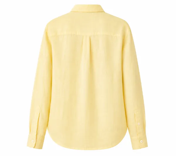 Yellow_Pure_Linen_Full_Sleeve_Oversized_Shirt_For_Women