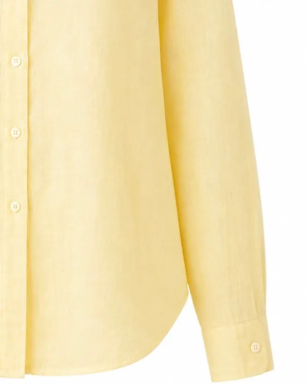 Yellow_Pure_Linen_Full_Sleeve_Oversized_Shirt_For_Women