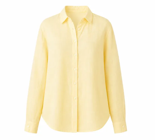 Yellow_Pure_Linen_Full_Sleeve_Oversized_Shirt_For_Women