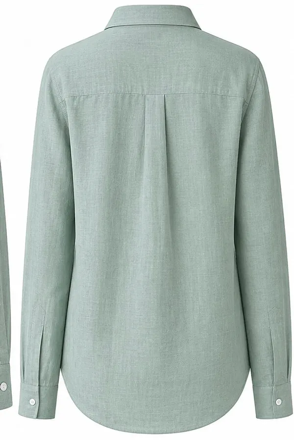 Sage_Green_Pure_Linen_Full_Sleeve_Oversized_Shirt_For_Women