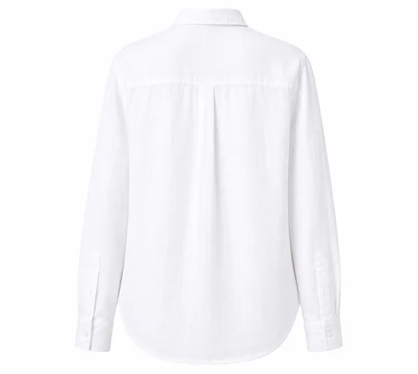 White_Pure_Linen_Full_Sleeve_Oversized_Shirt_For_Women