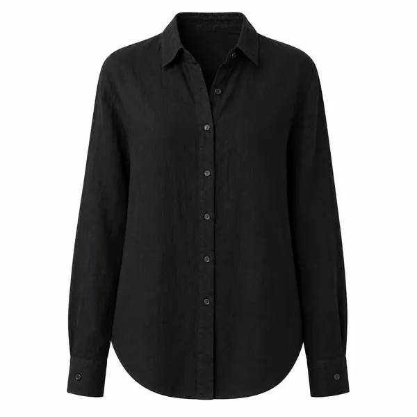 Black_Pure_Linen_Full_Sleeve_Shirt_For_Women