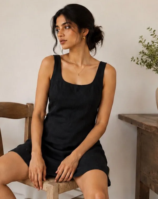 Black_Pure_Linen_Dress_For_Women