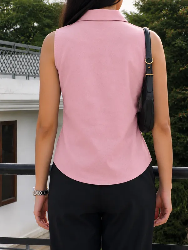 Blush_Pink_Pure_Linen_Sleeveless_Shirt_For_Women