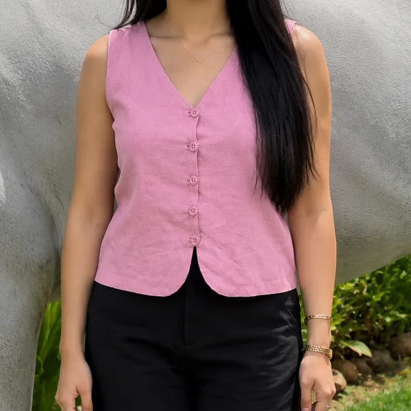 Blush_Pink_Pure_Linen_Top_For_Women