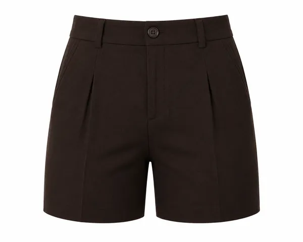 Brown_Pure_Linen_Fitted_Shorts_For_Women
