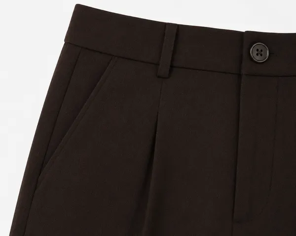Brown_Pure_Linen_Fitted_Shorts_For_Women