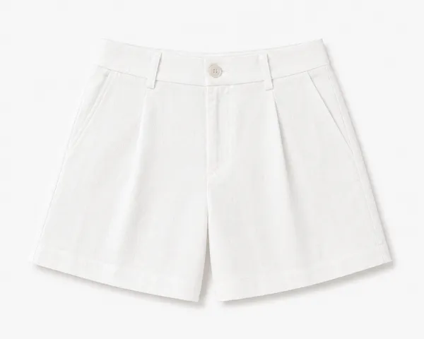 White_Pure_Linen_Loose_Fit_Shorts_For_Women