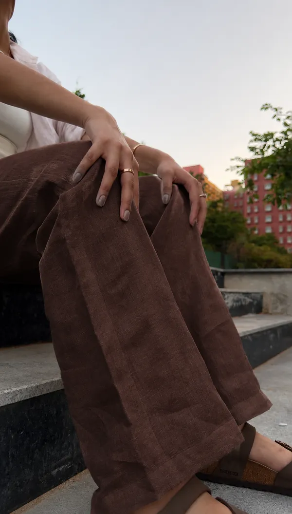 Brown_Pure_Linen_Straight_Fit_Pants_For_Women