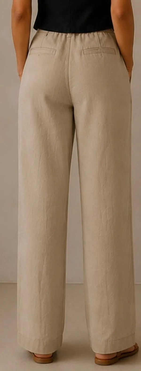 Khaki_Pure_Linen_Straight_Fit_Pants_For_Women