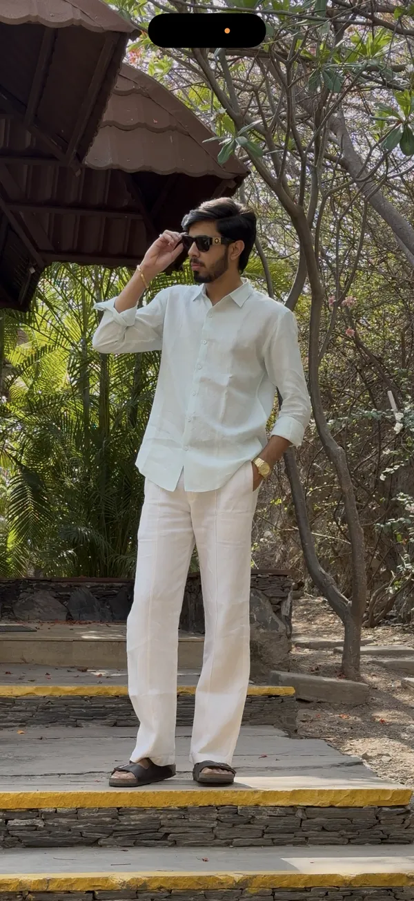 Light_Blue_Pure_Linen_Collared_Shirt_For_Men