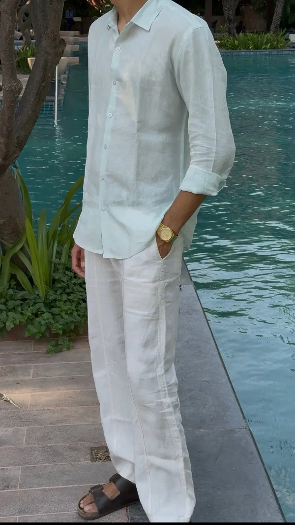 Light_Blue_Pure_Linen_Collared_Shirt_For_Men