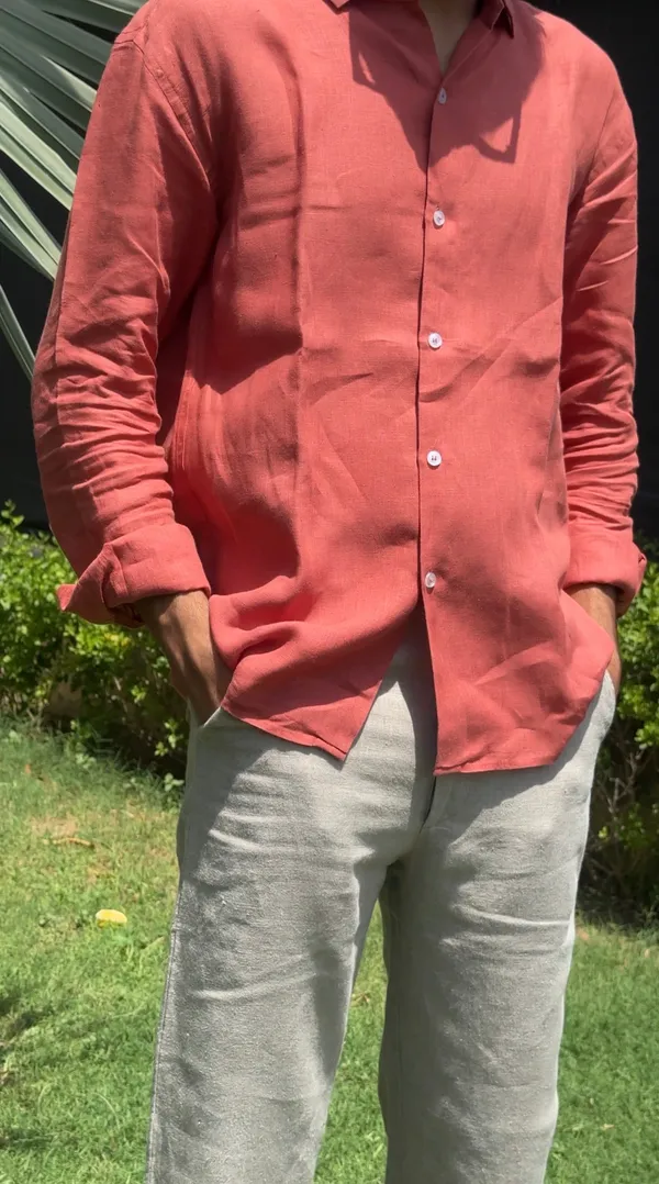 Amber_Rust_Pure_Linen_Collared_Shirt_For_Men