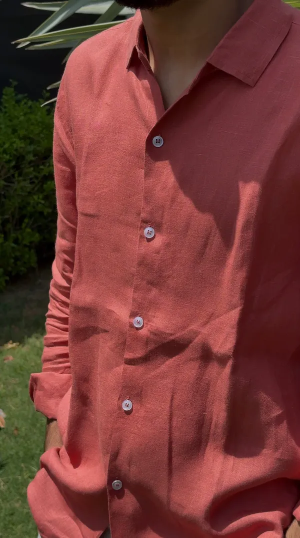 Amber_Rust_Pure_Linen_Collared_Shirt_For_Men