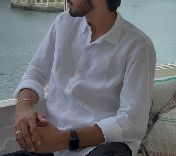 White_Pure_Linen_Collared_Shirt_For_Men