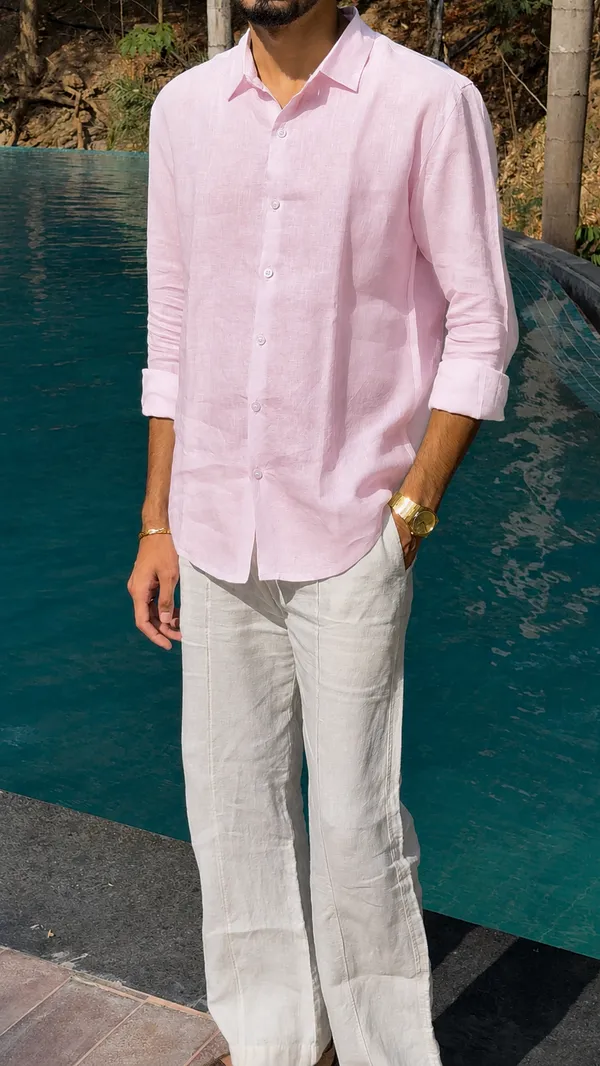 Pink_Pure_Linen_Collared_Shirt_For_Men