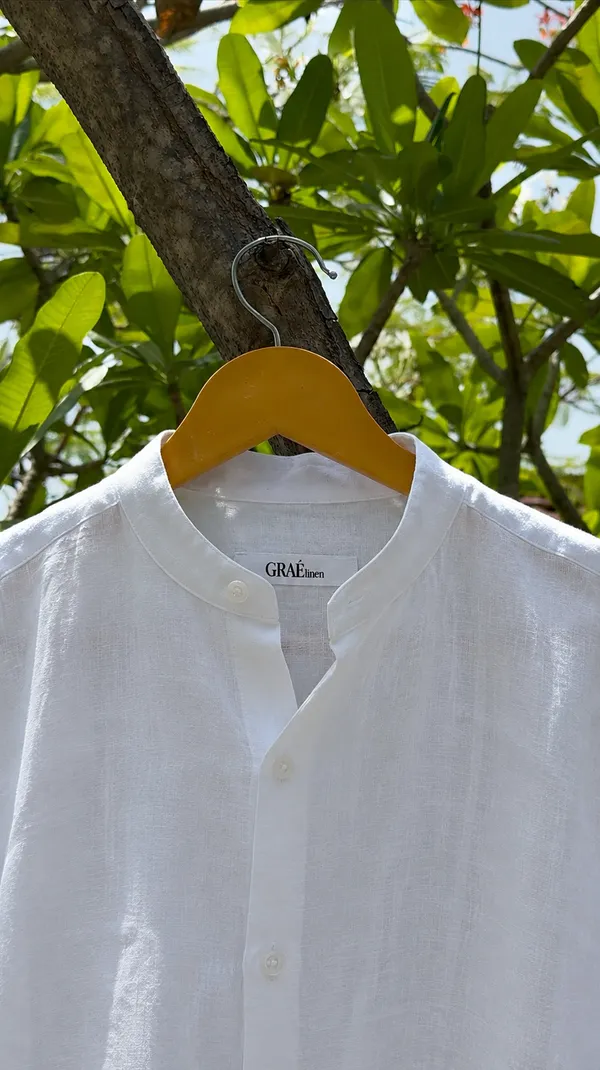 White_Pure_Linen_Chinese_Collar_Shirt_For_Men