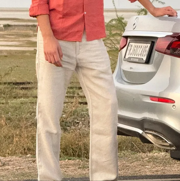 Khaki_Pure_Linen_Lined_Pants_For_Men